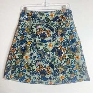 Moteepi Golf Tennis Skirt Skort Green Floral Athletic Athleisure Sz M Preppy